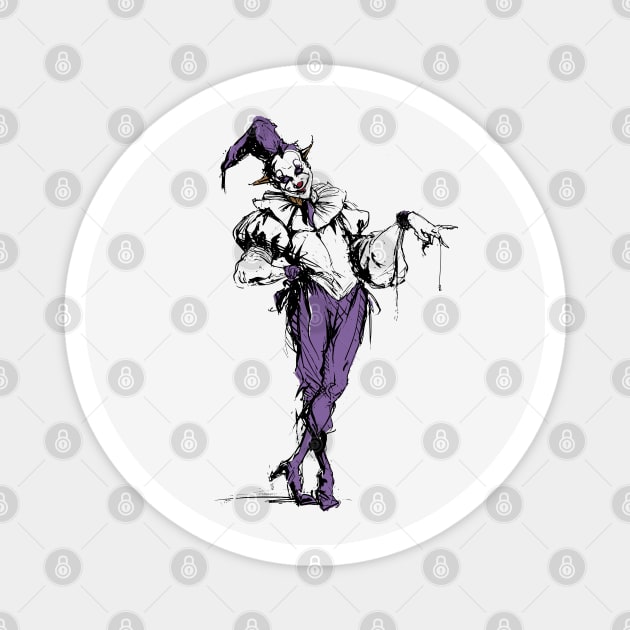 Original 70s Style Pierrot Design Magnet by DrumRollDesigns